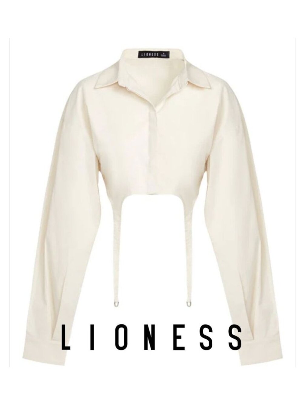 Lioness Venetian Crop Shirt Garter Tie Blouse Cream Off-White Size S